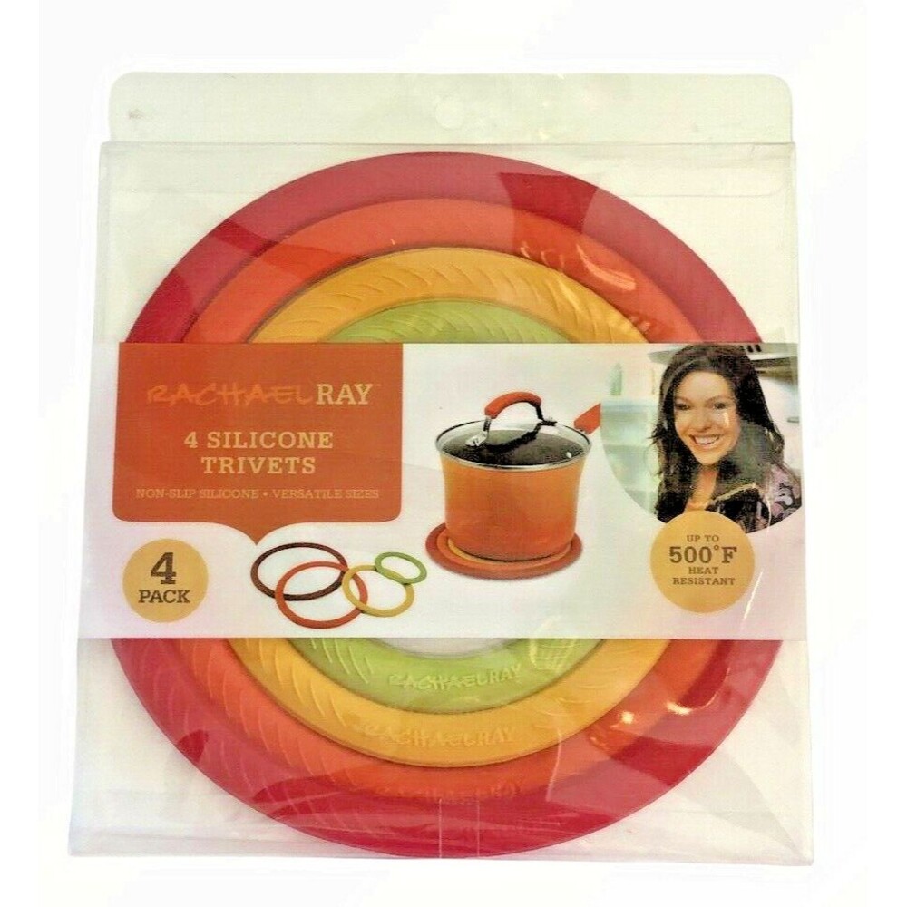 Rachael Ray Trivets Non-Slip Silicone Multicolor 500 Degree Resistant Set of 4